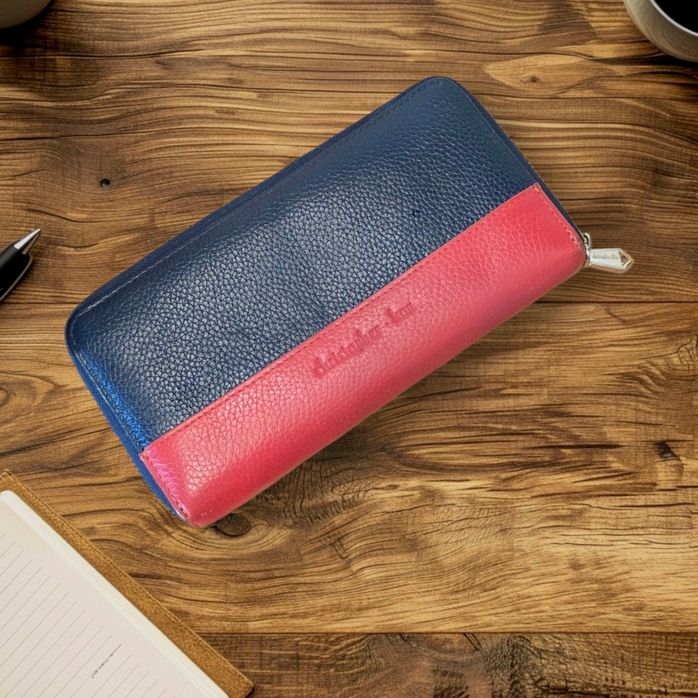 Christopher Kon Red and Black Leather Wallet